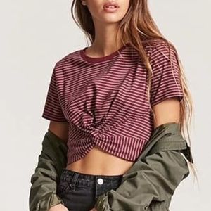 Forever 21 Twist Know Stripped Crop